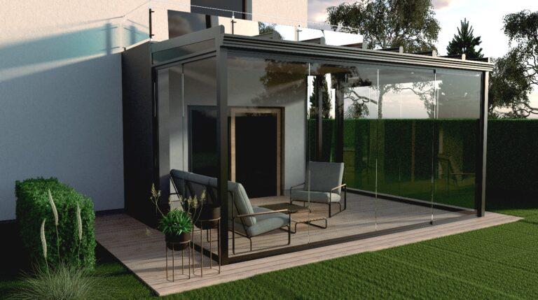 Szklane zadaszenia tarasów - dach tarasu zabudowany szkłem hartowanym - Realizacja Alumar-Zabudowy