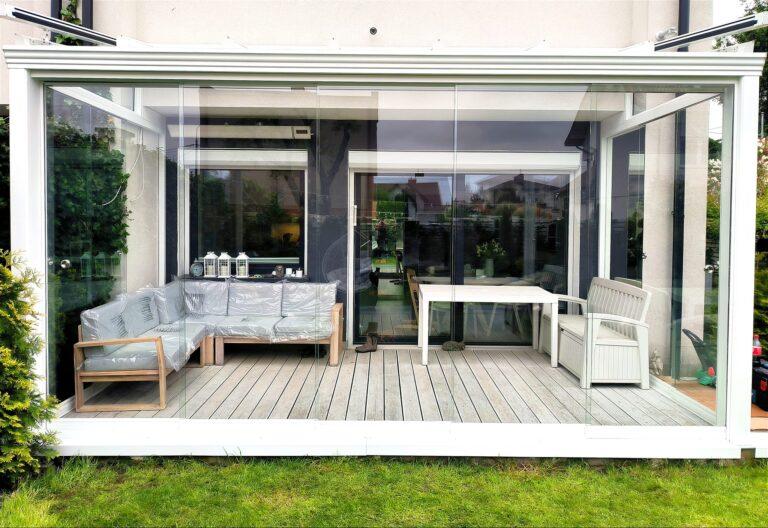 Szklane zabudowy tarasów - taras zabudowany szkłem hartowanym - Realizacja Alumar-Zabudowy