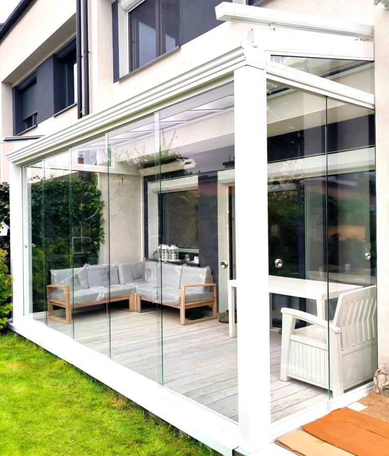 Szklane zabudowy tarasów - taras zabudowany szkłem hartowanym - Realizacja Alumar-Zabudowy