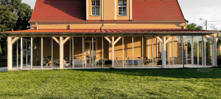 Szklane zabudowy tarasów - taras zabudowany szkłem hartowanym - Realizacja Alumar-Zabudowy