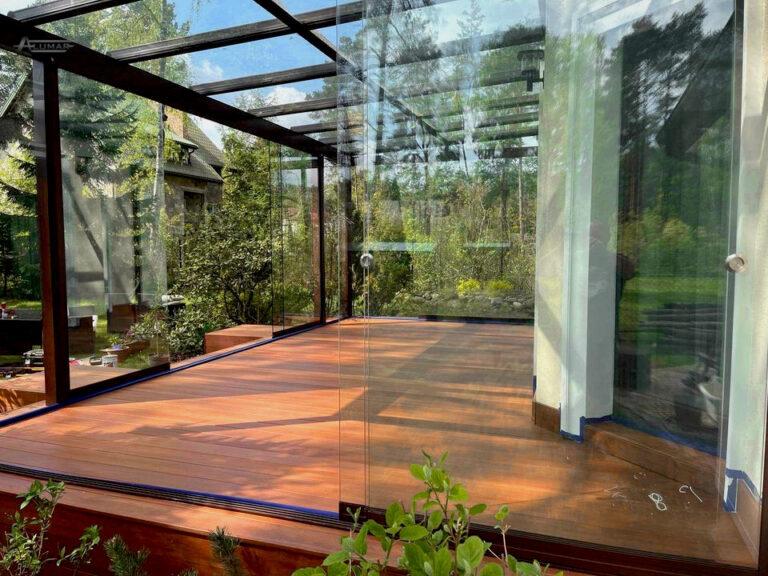 Szklane zabudowy tarasów - taras zabudowany szkłem hartowanym - Realizacja Alumar-Zabudowy