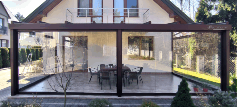 Szklane zabudowy tarasów - taras zabudowany szkłem hartowanym - Realizacja Alumar-Zabudowy